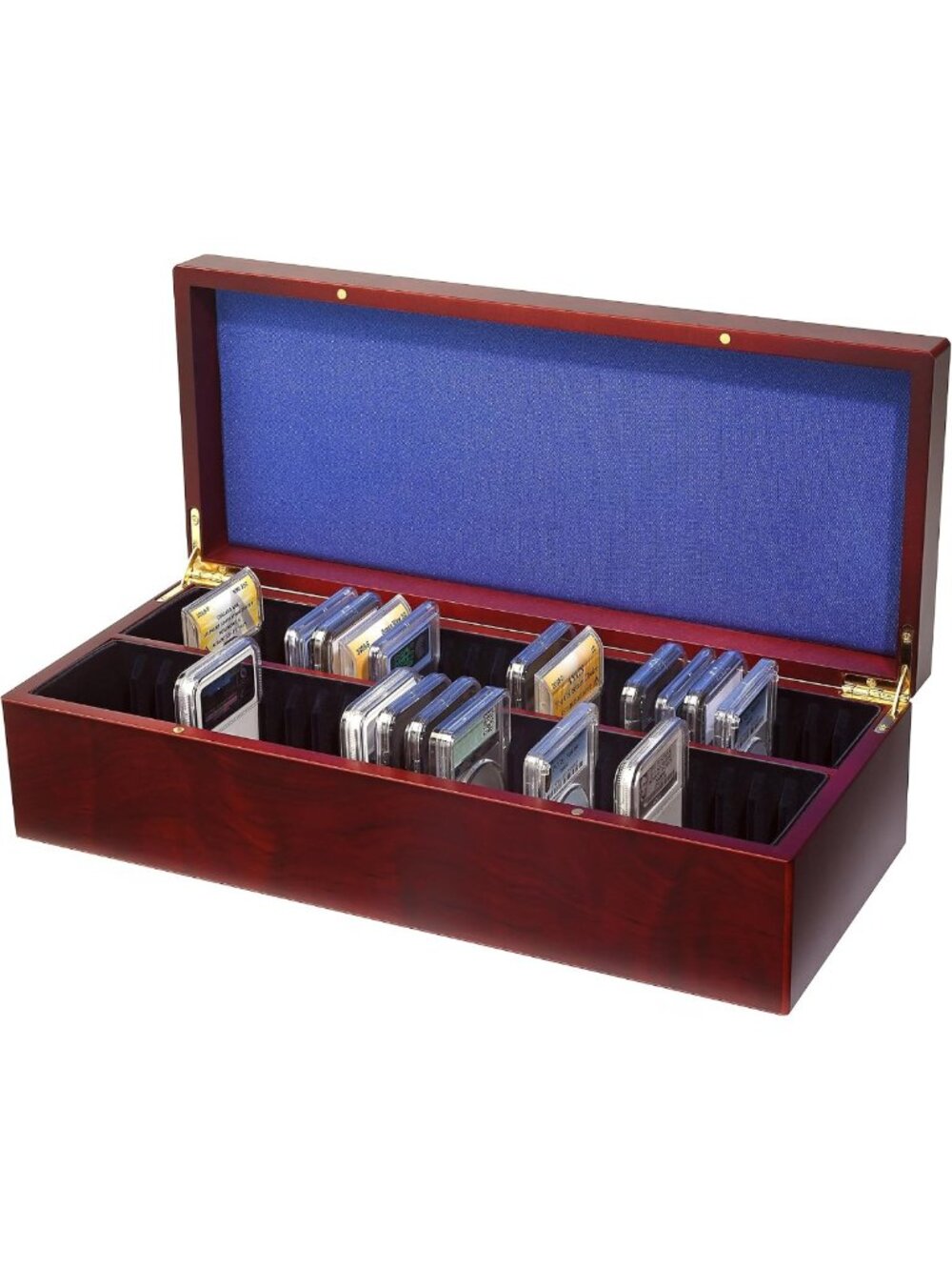 Elegant Mahogany Coin Box for 50 Certified Slabs - Perfect Storage Solution